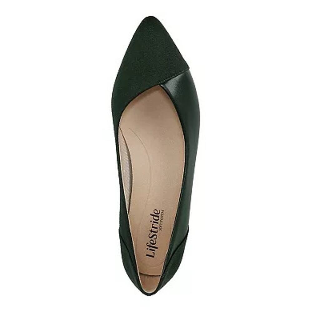 Lifestride Promise Ballet Flats, Soft System, Pointed Toe, Green, Retail $79